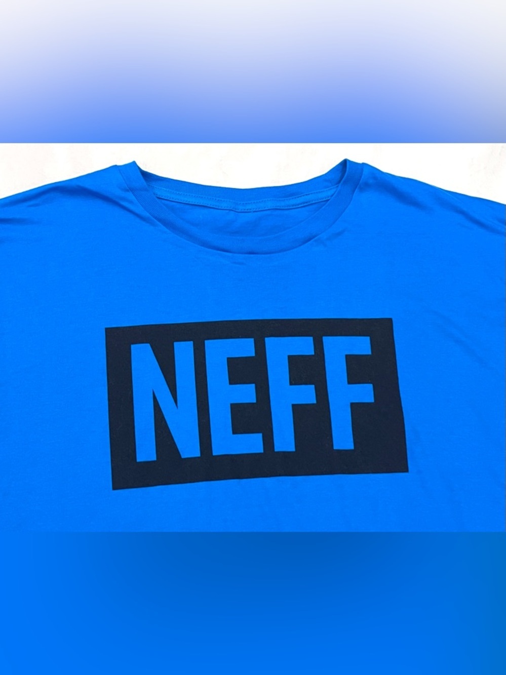 Neff Men's Graphic Logo Short Sleeve Tee in Bright Blue with Black Box T-shirt - Picture 4 of 16